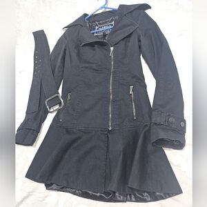 Stylish Black Women's Jacket With Wide Ruffle On Bottom